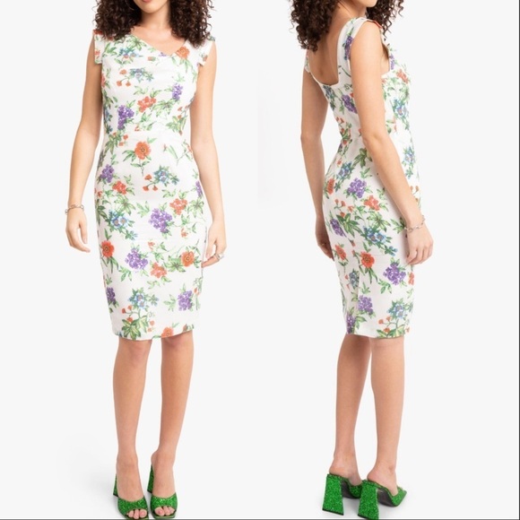 NWOT  Black Halo Jackie O Sequin Sheath Floral Dress Size 2 - Picture 1 of 7